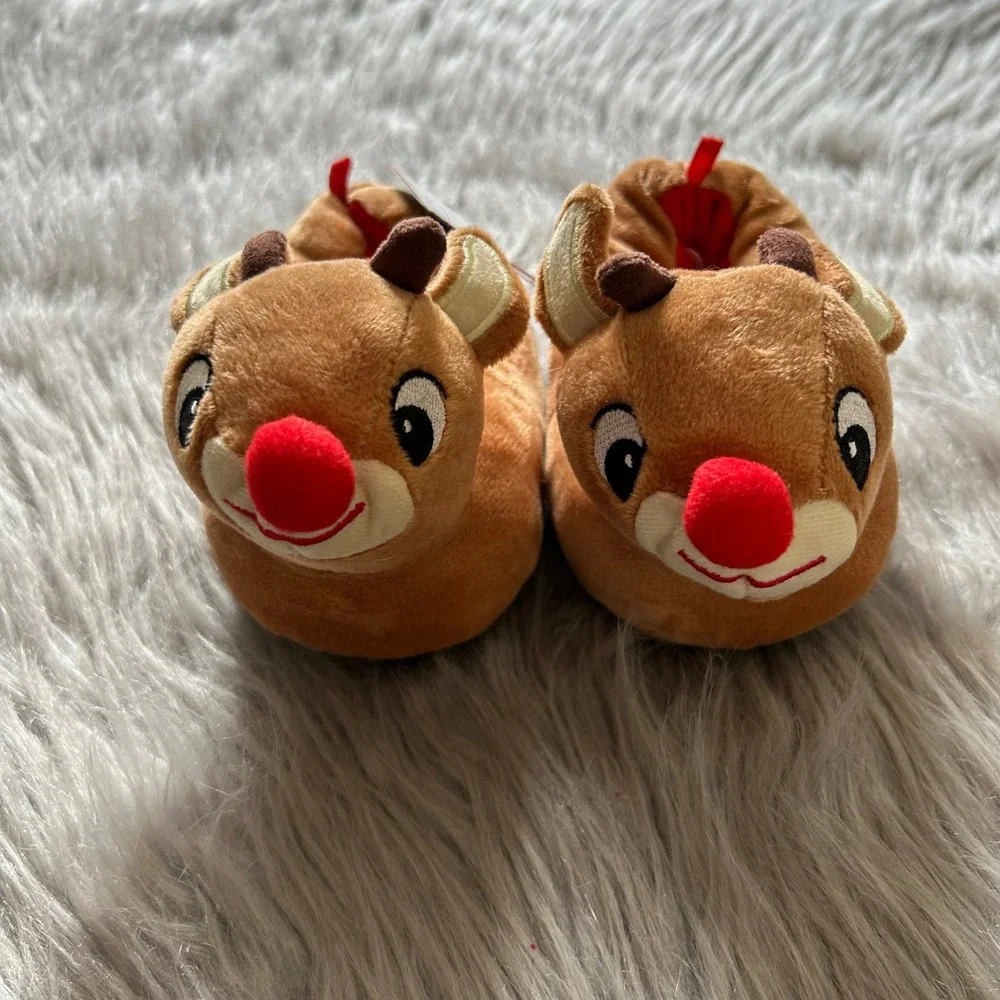 Rudolph The Red Nose Reindeer Slippers Toddler Size 4 Christmas Holiday Shoes‎